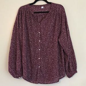 EUC Old Navy Maroon Button-Down Blouse, Size XL